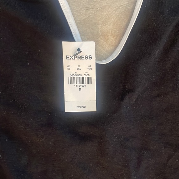 NWOT black and white low cut body suit, size medium - Picture 2 of 3